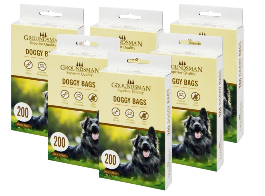 Doggy Waste Bags Extra Strong with tie handles 200 Pack | 6 x 200's Bundle.