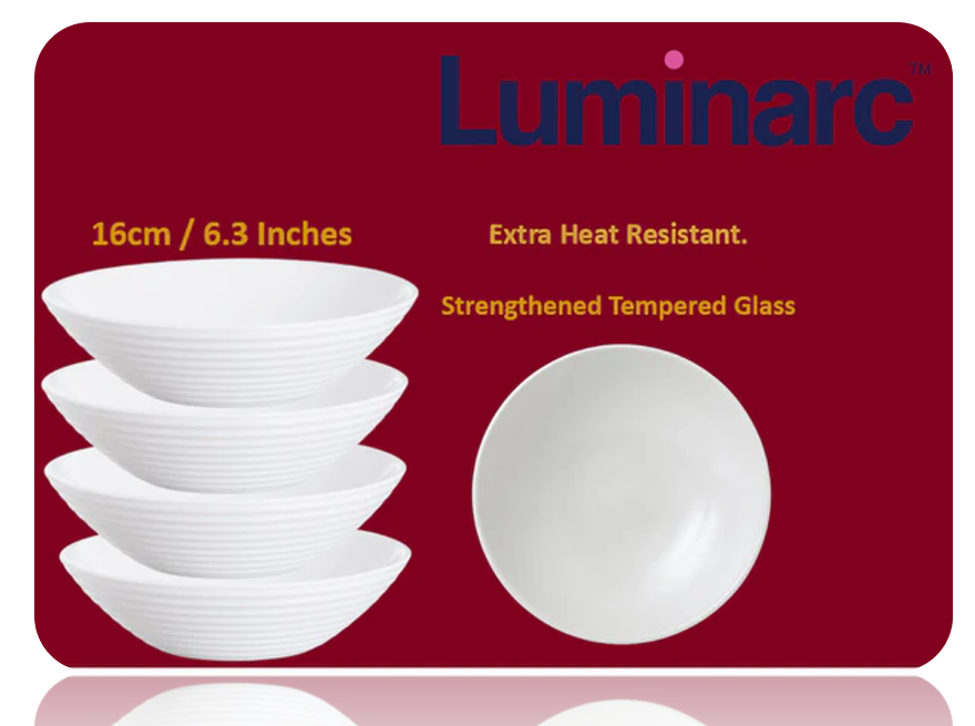 Luminarc Harena Multi-Purpose White Strengthened Glass Bowl 16cm