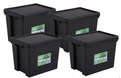 Wham Bam Black Recycled Storage Box 24 Litre | 4 Pack Bundle