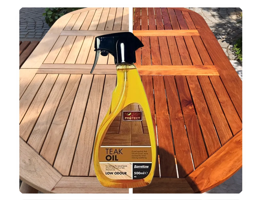 Barrettine Teak Oil Trigger Spray 500ml | 4 Pack Bundle