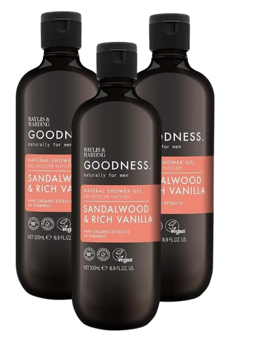 Baylis & Harding Goodness Mens Shower Gel - Sandalwood & Rich Vanilla 500ml