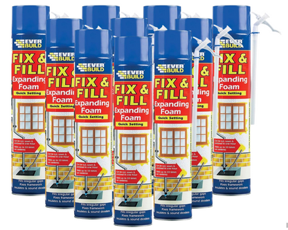 Everbuild Fix & Fill Quick Setting | Expansion Foam in a Aersol | Hole and gap Filling Foam | 10 x 750ml (Copy)