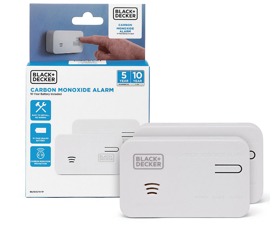 Black + Decker Carbon Monoxide Detector | Easy Install | Carbon Monoxide Alarm For Home & Business | 10 Year Battery