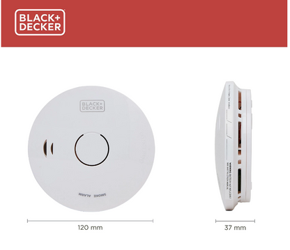 Black + Decker Smoke Alarm |10 Year Sealed Lithium Battery Life | Optical Sensor.