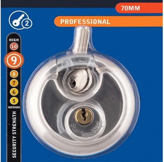 SECURIT Discus padlock Polished Stainless Steel – 70mm