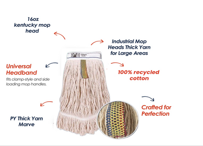 PY Kentucky Mop Natural Stayflat Yarn 450g  / 16oz Colour Coded (Pack of 1)