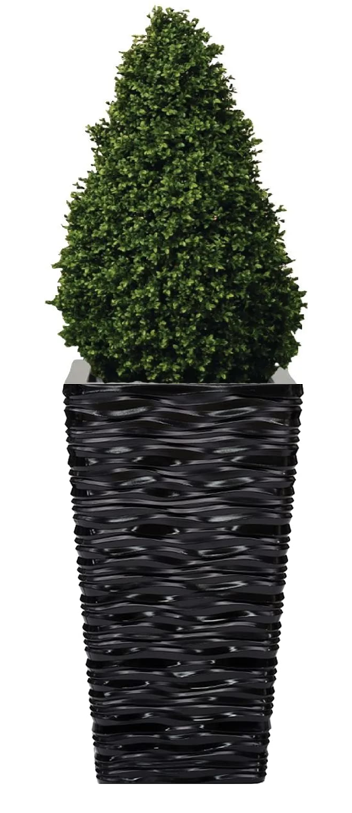 Fixtures Glaze Wave High Gloss LARGE Planter {Black} Indoor or Outdoor