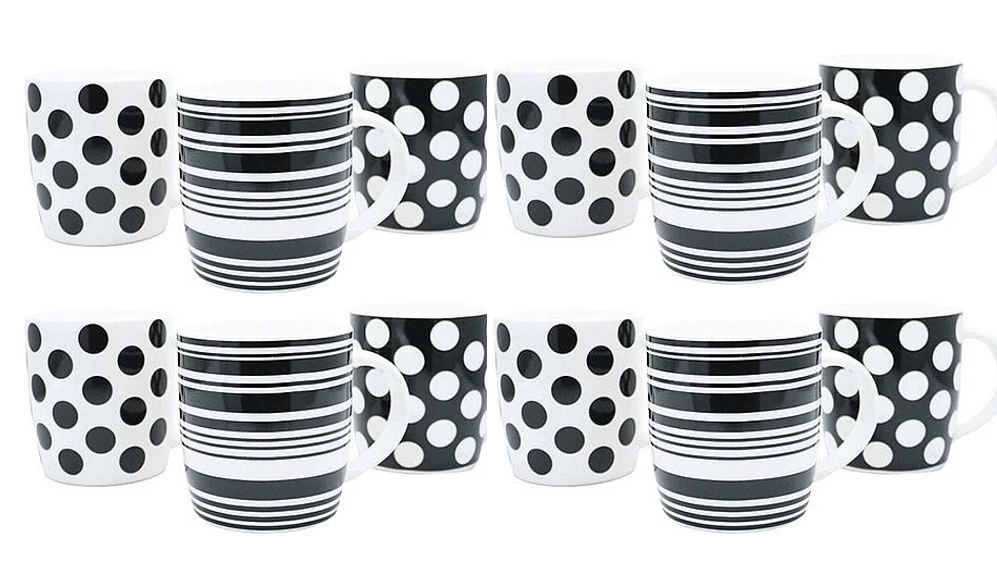 Fixtures Brand Black & White 12oz/350ml Coffee/Tea Mug