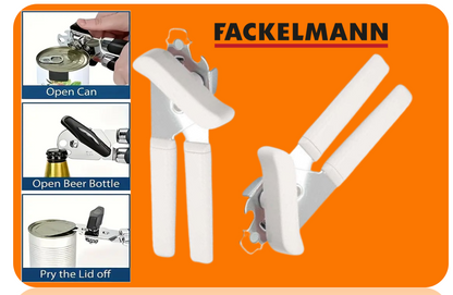 Frackelmann Multi Function Can Opener with Built in Bottle Cap Remover, 18cm