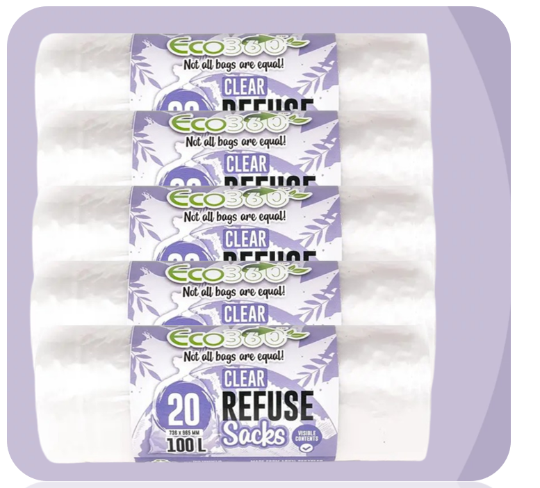 Ecobag 20 Clear Recycling/Refuse Sacks - Clear - 100L
