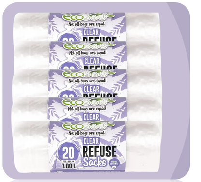 Ecobag 20 Clear Recycling/Refuse Sacks - Clear - 100L