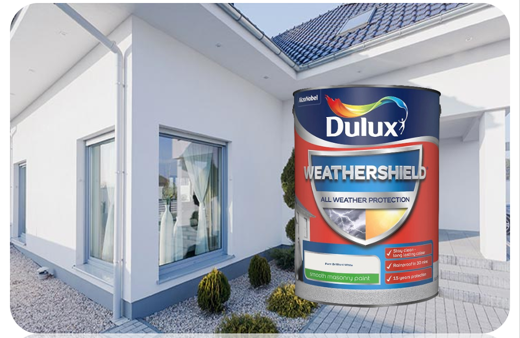 Dulux Weathershield Pure Brilliant White Smooth Matt Masonry Paint, 5L