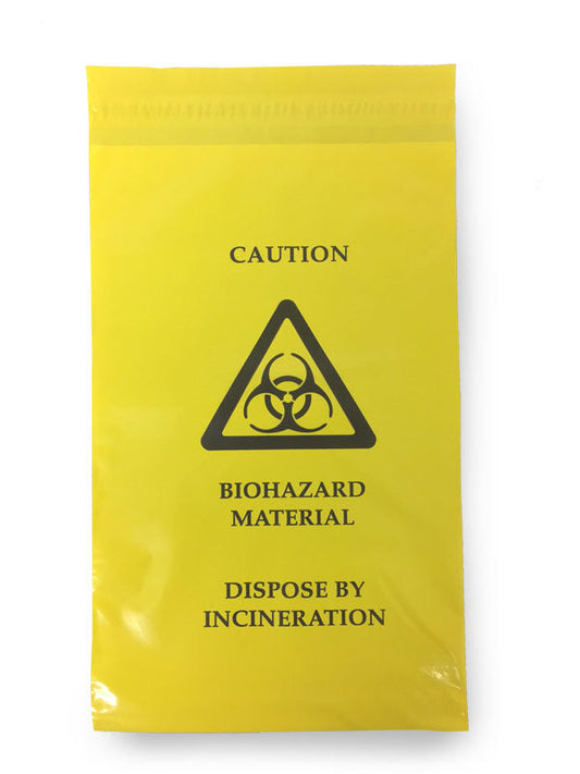 Click Medical Self Seal Waste Bag 205 X 305mm Yellow 205 X 305mm Box 100's