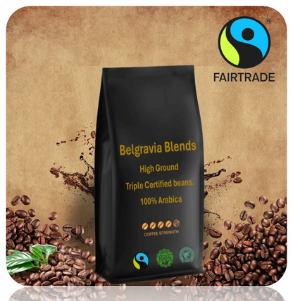 Belgravia High-Ground Blend 1kg Fairtrade/Organic & Rainforest Alliance Certified Coffee Beans, 100%