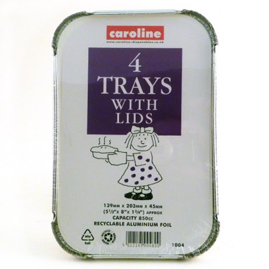 Caroline Foil Tray's & Lid 30oz / 850cc Pack 4's (1004) - UK BUSINESS SUPPLIES