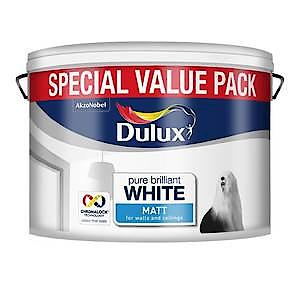 Dulux Matt Emulsion Paint for Walls & Ceilings - Pure Brilliant White 10L