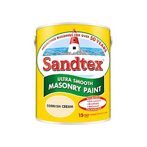 Sandtex Microseal | Smooth Masonry Paint | Cornish Cream | 5 Litre