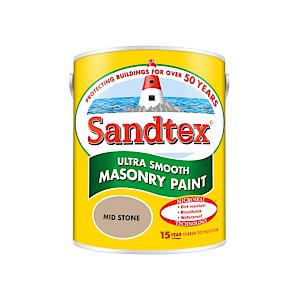 Sandtex Microseal | Smooth Masonry Paint | Mid Stone | 5 Litre