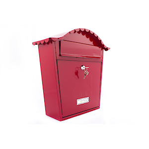 Burg-Wachter Red Classic Wall Mounted Galvanised Steel Lockable Post Box