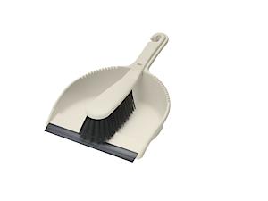 Addis Dustpan And Soft Brush Set, Linen Cream