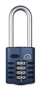 Squire Heavy Duty Padlock (Cp50/2.5) - Extra Long Shackle - 4 Wheel Combination (Blue, 50 Mm)