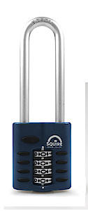 Squire Heavy Duty Padlock (Cp40/2.5) - Extra Long Shackle - 4 Wheel Combination (Blue, 40 Mm)