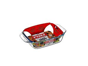 Pyrex Optimum Glass Rectangular Roaster High Resistance Easy Grip 27X17 Cm, 1