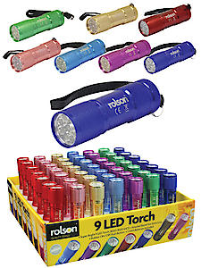 9 Led Torch 7 Colours 61693