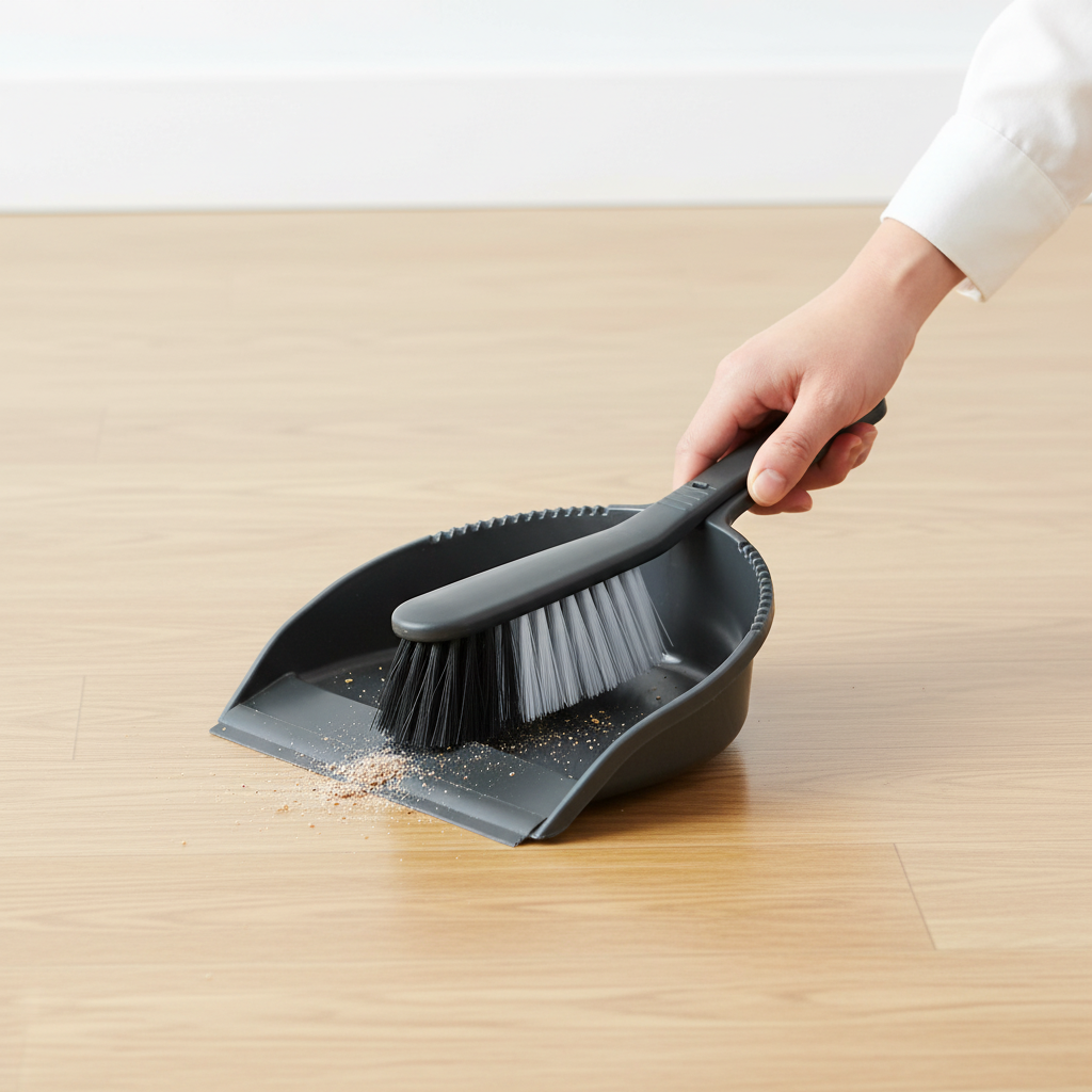 Addis Dustpan And Stiff Brush Set | Black | 22.5 x 31.5 x 11cm