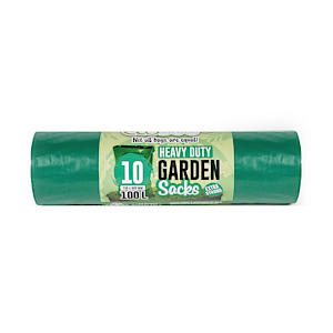 Ecobag 10 - Pack Extra Strong Heavy Duty Garden Sacks, 100L Recyclable Refuse Bags