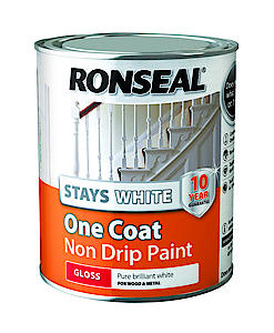 Ronseal Rslocswmp25L One Coat Stays Matt Paint, White, 2.5 Litre