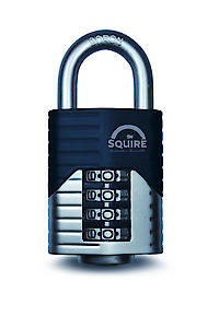 Squire Heavy Duty Padlock (Vulcan Combi 50) - Open Shackle - 4 Wheel Vulcan (Blue, 50 Mm)