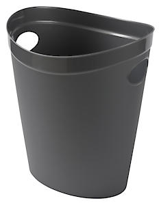 Addis 518077 Plastic Waste Paper Bathroom Bedroom Office Trash Bin, Metallic Silver, 12 Ltr