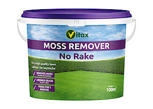 Vitax Moss Remover | No Rake | Dual Purpose Lawn Feed And Moss Removal | 100msq Tub