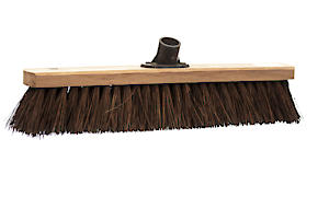 Hard Bristle 18" Stiff Broom Head includes Plastic Support Bracket.