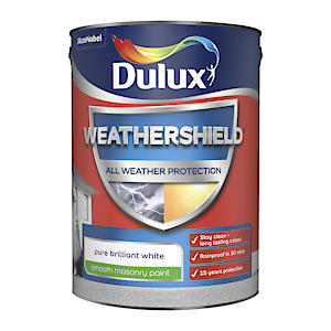 Dulux Weathershield Pure Brilliant White Smooth Matt Masonry Paint, 5L