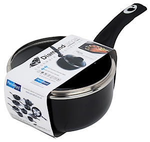 Pendeford Housewares Limited Diamond 18Cm Saucepan & Lid Blk, Aluminium, Multicolour