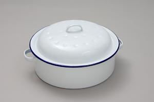 Falcon Enamel Round Roaster Oven Roasting Baking Casserole Dish White 20cm Tin Tray Hot Pan