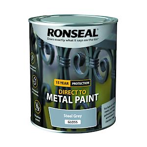 Ronseal Direct To Metal Paint Steel Grey Gloss 750Ml