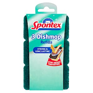 Spontex Dishmop General Purpose Refills, Pack Of 3,Yellow Spongegreen Scourer