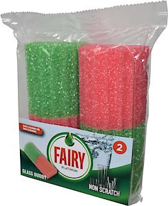 Fairy Platinum Non Scratch Glassware Cup Clean  Pack Of 2  | 3 x 2 Pack Bundle