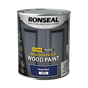 Ronseal 10 Year Weatherproof Wood Paint - Royal Blue - Satin - 750Ml