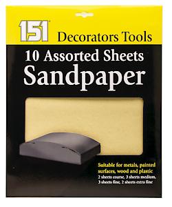 151 Decorators Tools |  Assorted Sandpaper Sheets | 10 Sheets Per Sleeve