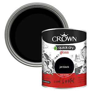 Crown Quick Dry Gloss Paint Jet Black 750Ml, Wood, Metal Int/Ext