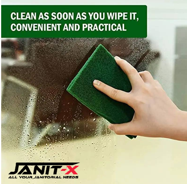 Janit-X Professional Use Large Kitchen Scourer Green 10-100 Pack