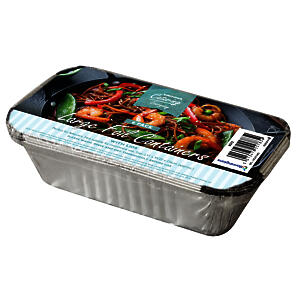 Kingfisher Foil Food Containers And Lid, Silver, Large, Pack Of 6