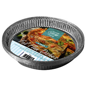 Kingfisher Foil Flan Dishes, Silver, Large, Pack Of 6