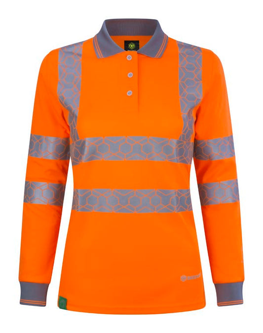 Ewear Recyclable Womens Hi Vis L/S Polo Shirt Or  ALL SIZES