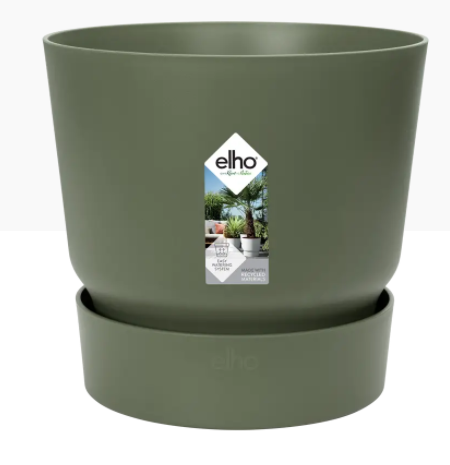Elho Greenville Round Pot & Base LEAF GREEN 16cm