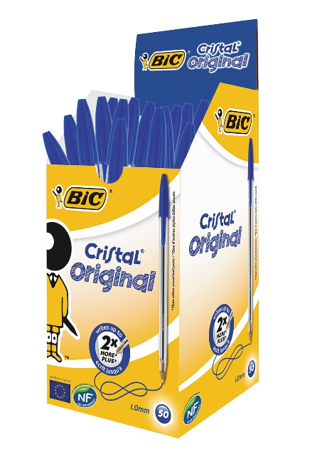 Bic Cristal Ballpoint Pen Medium Blue (Pack of 50)